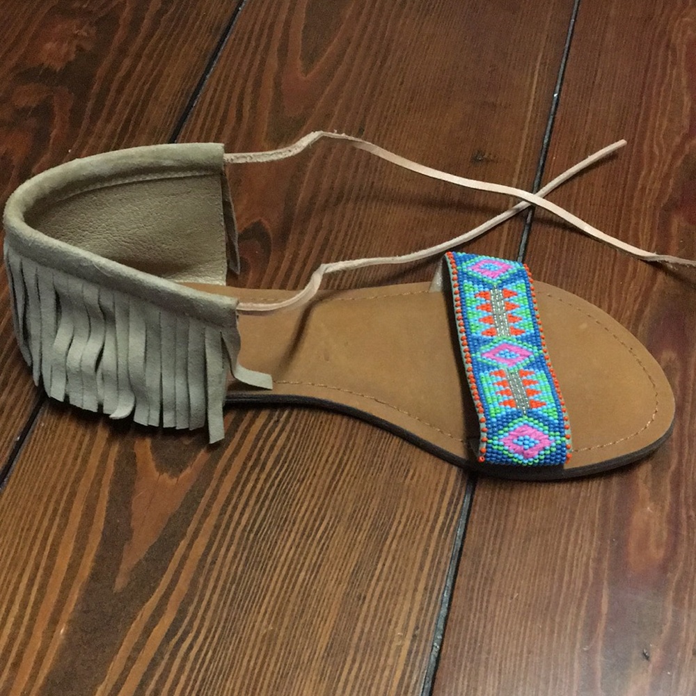 Flat beaded sandal